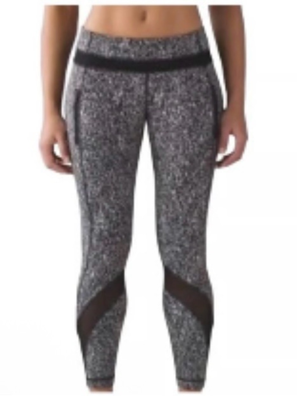 lululemon athletica Inspire Run Tight II Black Speckled Mesh-Panel Joggers Sz 4